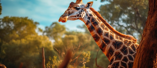 Giraffe cinematic wallpaper Generative AI