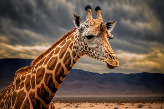Giraffe close up cinematic image photo design art illustrations