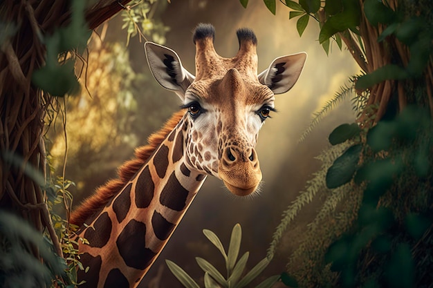 Giraffe closeup Generative AI