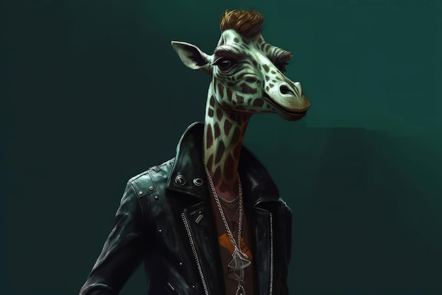 Giraffe dier cyberpunk Wild schattige baby Genereer Ai