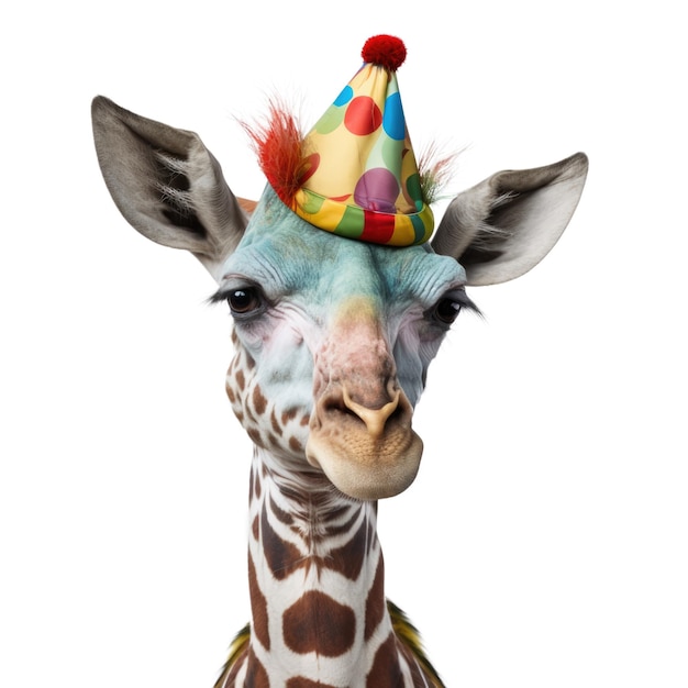 Giraffe dressed as a clown