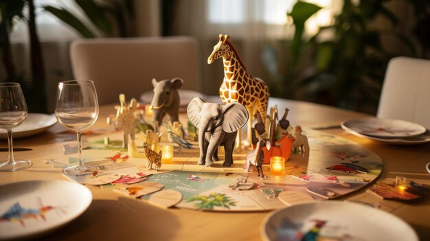 Photo giraffe figurine sitting on top of table