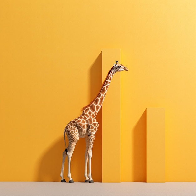 A giraffe full body in postminimalist style