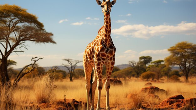 Giraffe Giraffa camelopardalis is an African eventoed ungulate mammal Generative Ai