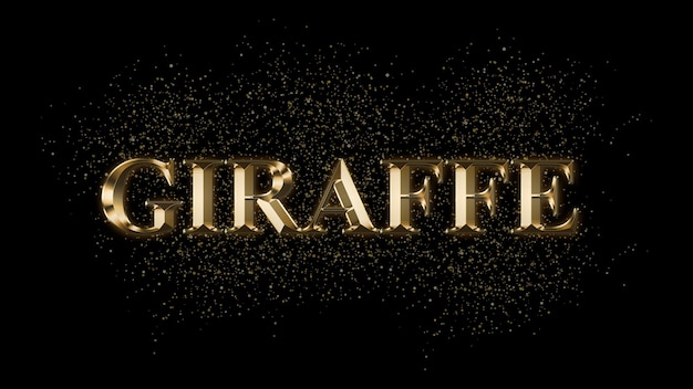 Photo giraffe gold text effect gold text with sparks gold plated text effect animal name