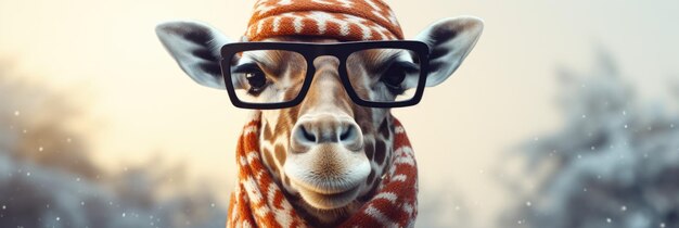 giraffe in a hat and glasses