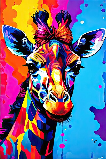 Giraffe head art illustration design Giraffe head on colorful background