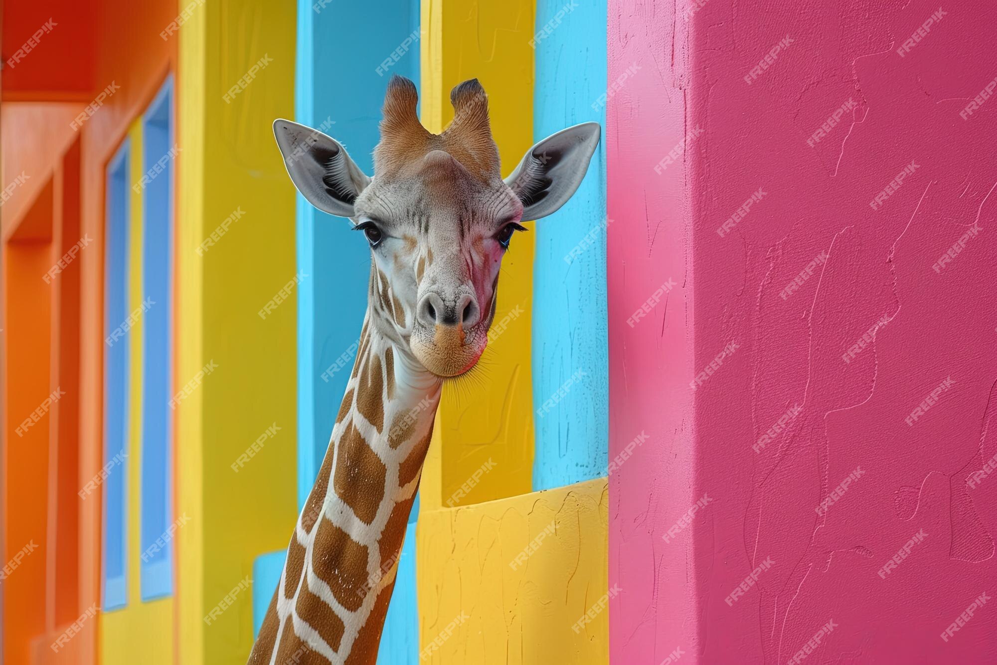 Premium Photo | Giraffe House Painter with a long neck reaching high