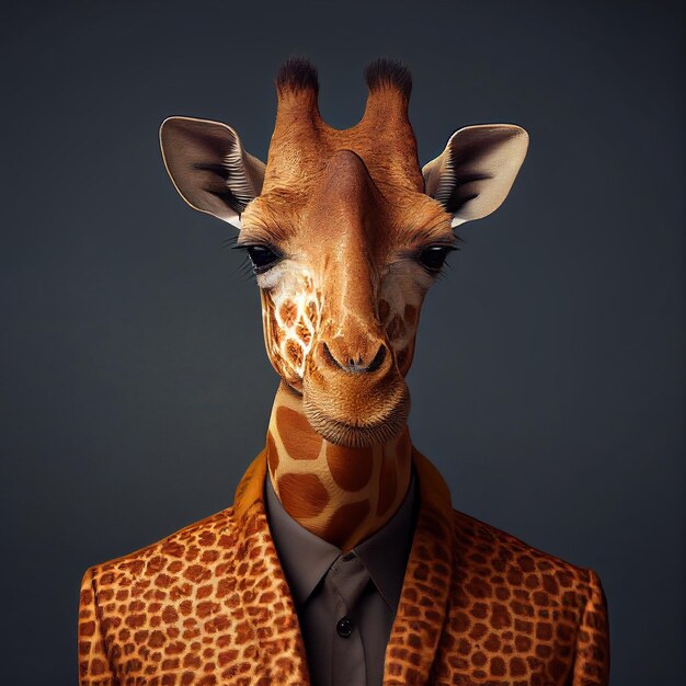 giraffe in slim formeel pak en shirt diner dragen rood kantoor corporate