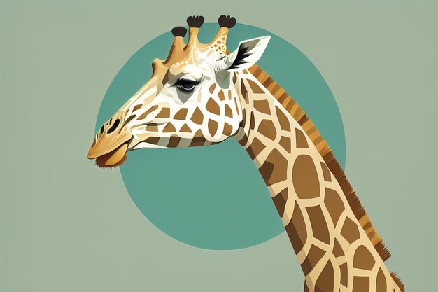 Giraffe isolated on green background Cartoon style Vector illustration ai generative