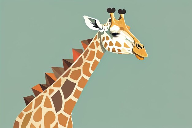 Foto giraffa isolata su sfondo verde stile cartone animato illustrazione vettoriale ai generativa