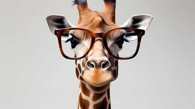 Foto giraffe met een bril.