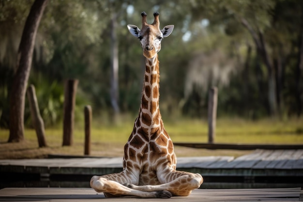 Giraffe oefen yoga Genereer Ai