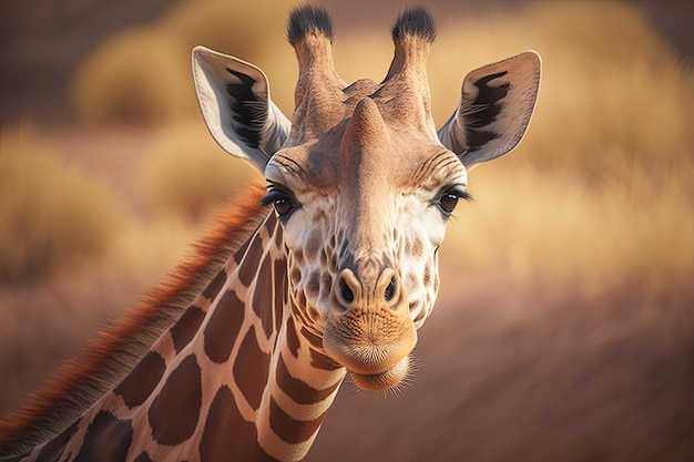 Giraffe Portrait Illustration Generative AI