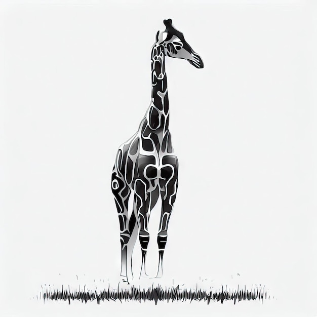 Photo giraffe's monochrome reflection generative ai