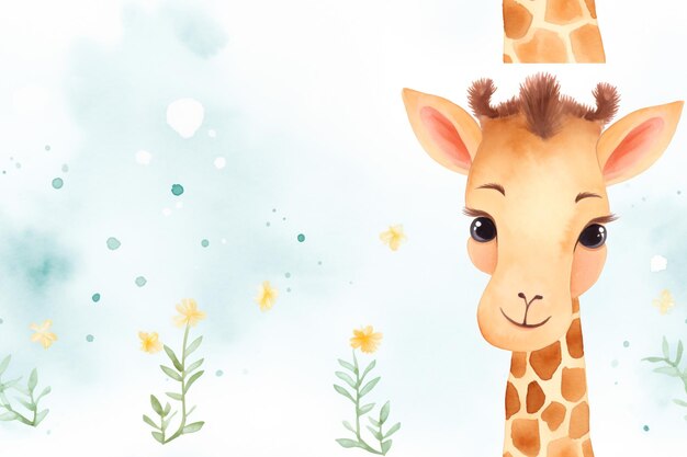 Foto giraffe schoonheid in aquarel tinten