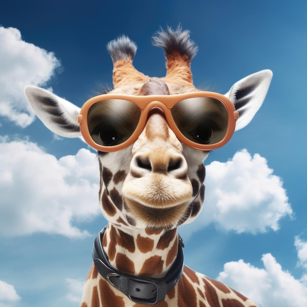 Giraffe in the sky giraffe with glasses