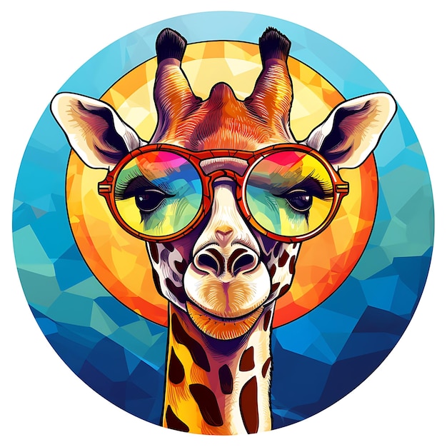 A giraffe in a stained glass window Illustration Design