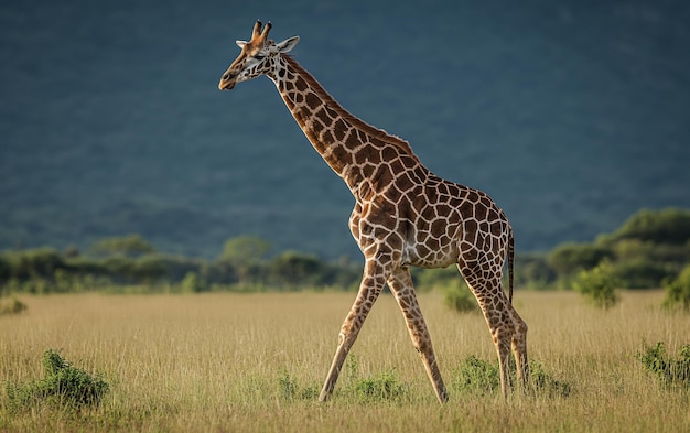 Giraffe standing in meadow Generative AI