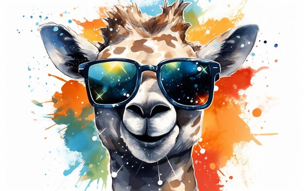 Giraffe Watercolor Nursery Art Style Generative Ai