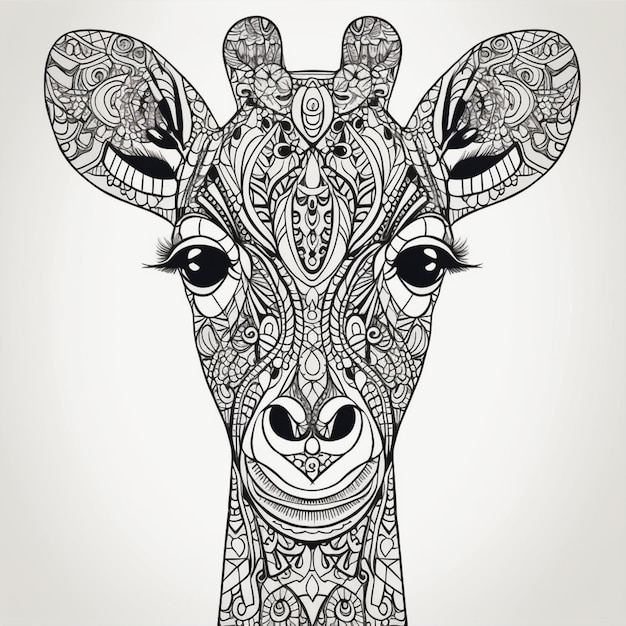 A giraffe with a pattern on it is a giraffe.