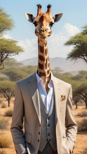 Foto una giraffa con una camicia che dice giraffa su di essa