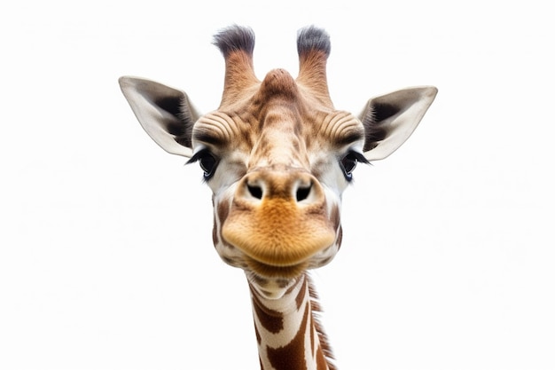 A giraffe with a white background and the word giraffe on it