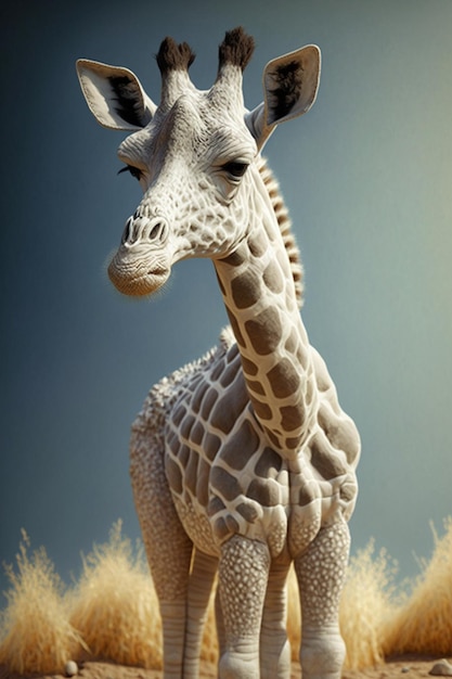 A giraffe with a white pattern on its neck