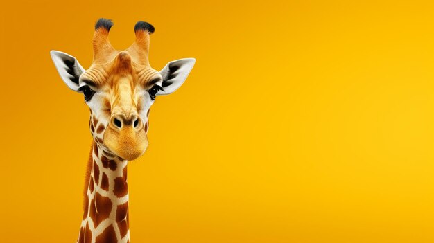 Giraffe on a yellow backgroundgenerative ai