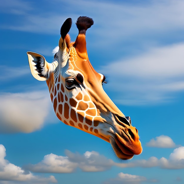 Foto giraffekop op blauwe hemel