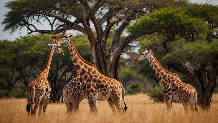 Foto giraffen in de afrikaanse savanne