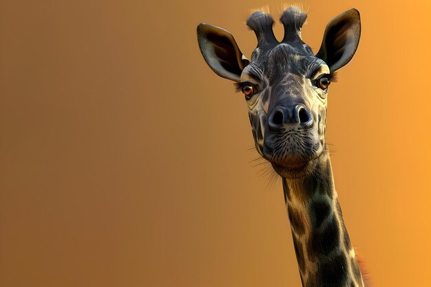 Giraffenhoofd die de uitgestrektheid van de Afrikaanse savanne in een close-up portret beschouwt