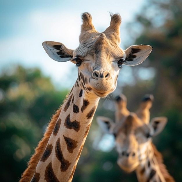 Giraffes beauty revealed in a close up photography composition For Social Media Post Size