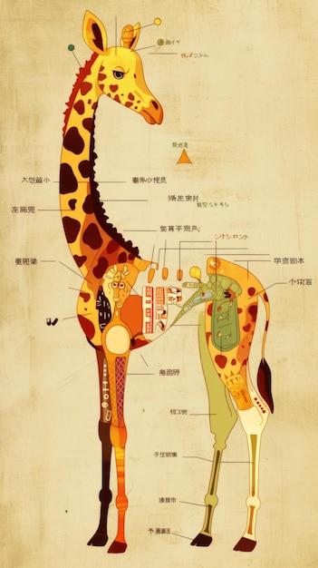 Foto corpo e collo di giraffa illustrazione vettoriale di giraffa