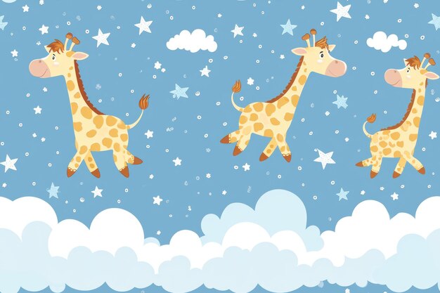 Giraffes Flying in the Sky