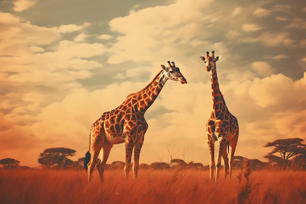 Giraffes In Grassland