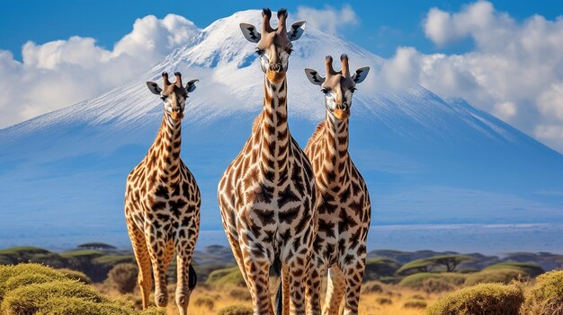 Photo giraffes in kilimanjaro national park