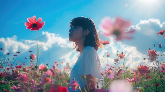 Girl Amidst Flowers A Serene Portrait