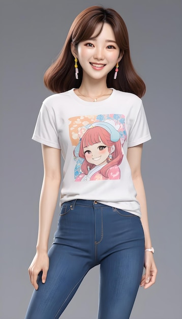 Photo girl anime characters wearing casual outfit