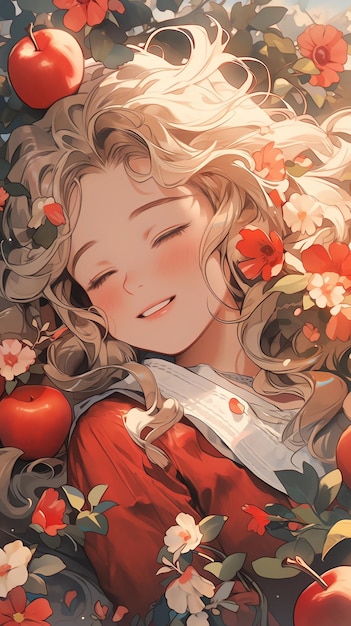 girl and apple illustration