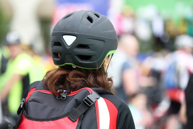 Girl athlete in a helmet