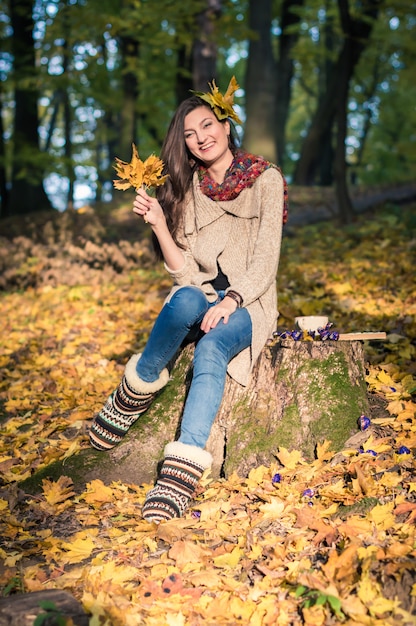 Girl in autumn Park