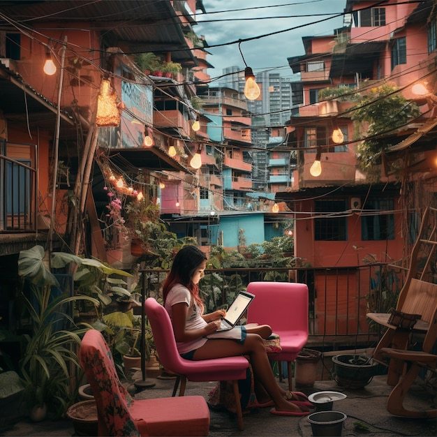 A girl on the balcony in colombia