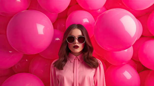 Photo girl balloons pink