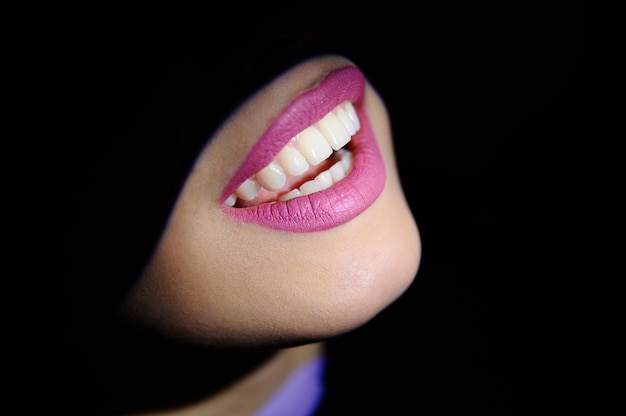 Girl beautiful teeth closeup