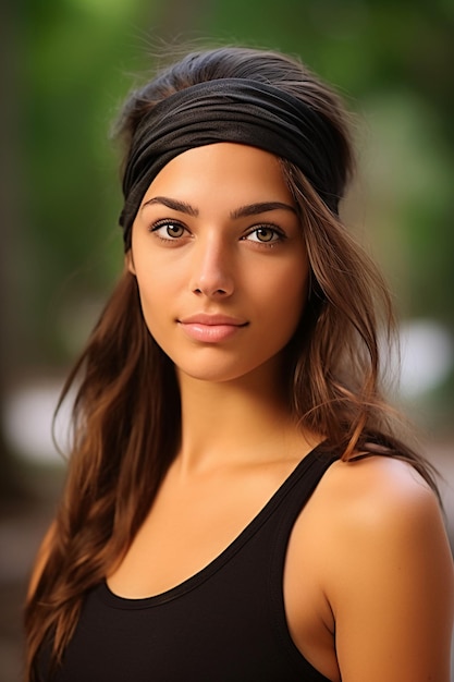 A girl in a black headband