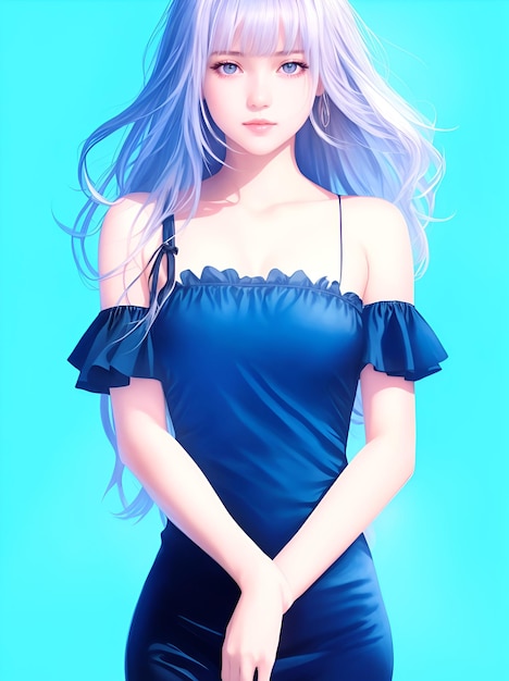 Anime fofo posando para foto cabelo rosa branco kemonomimi estilo realista  zbrush niji 5