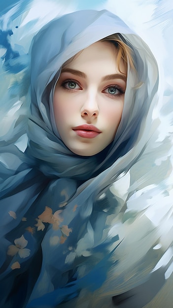 a girl in a blue scarf