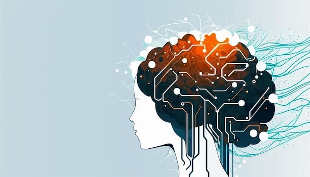 Girl brain artificial intelligence tecknologi AI mind background