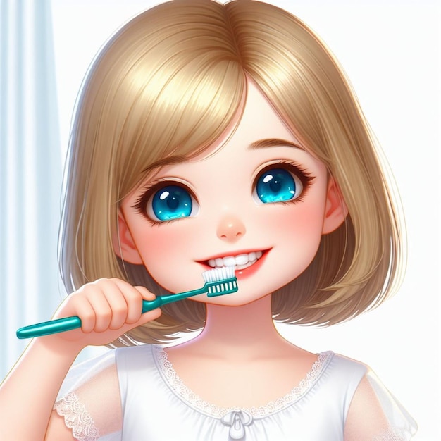 girl brushing teeth